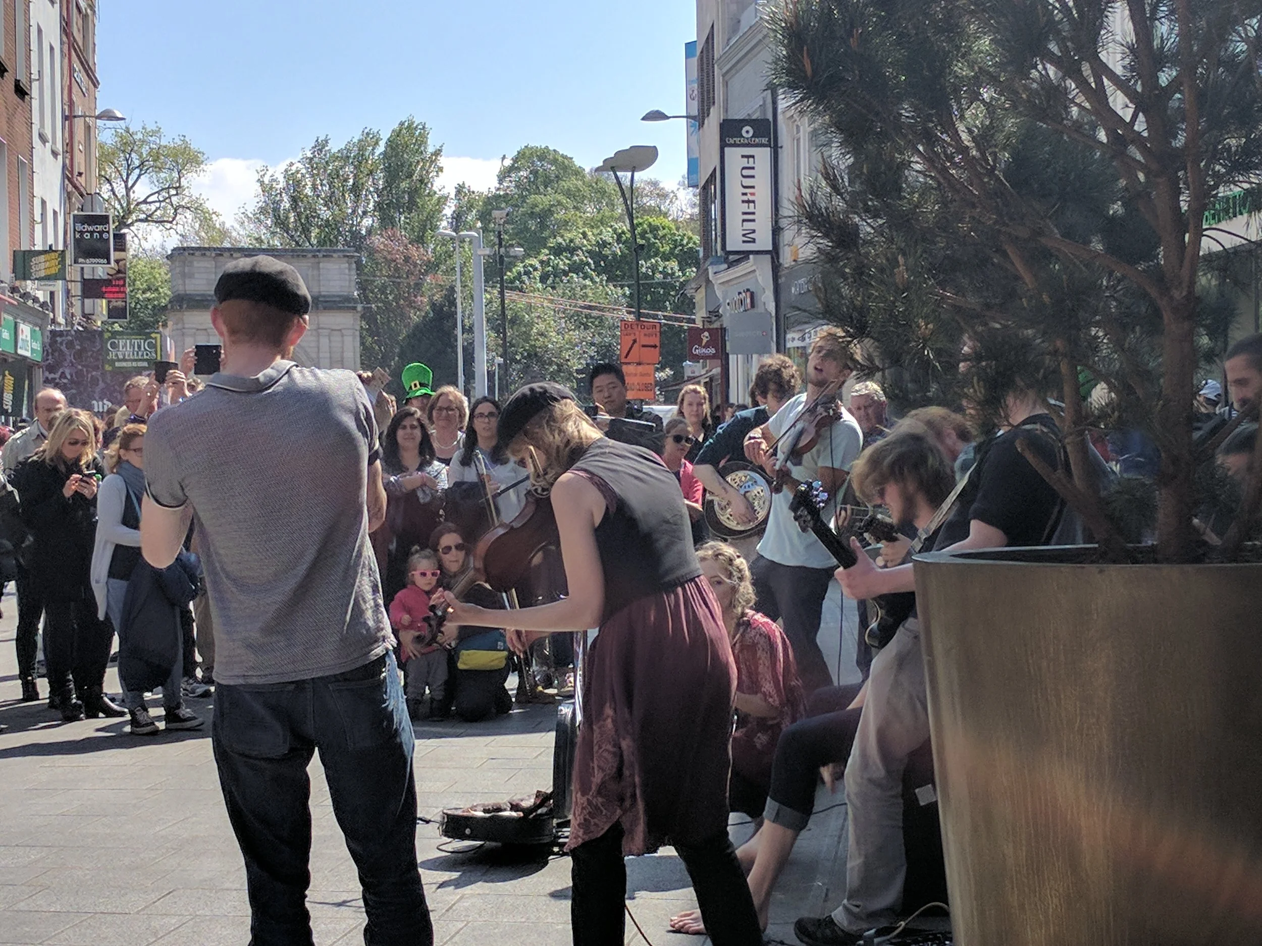 Galway Street Club performing on Grafton Street.
