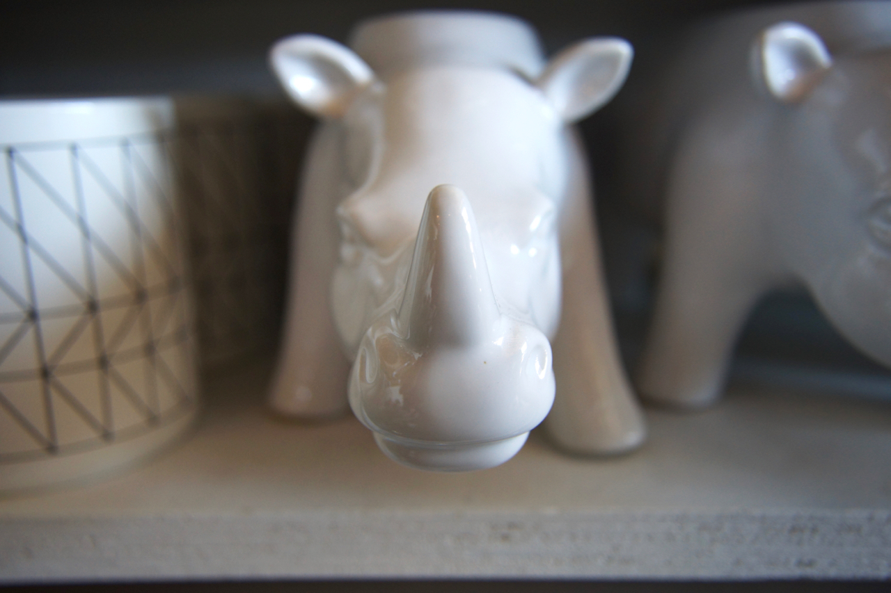 A miniature rhino at the perfectly curated Pigment .