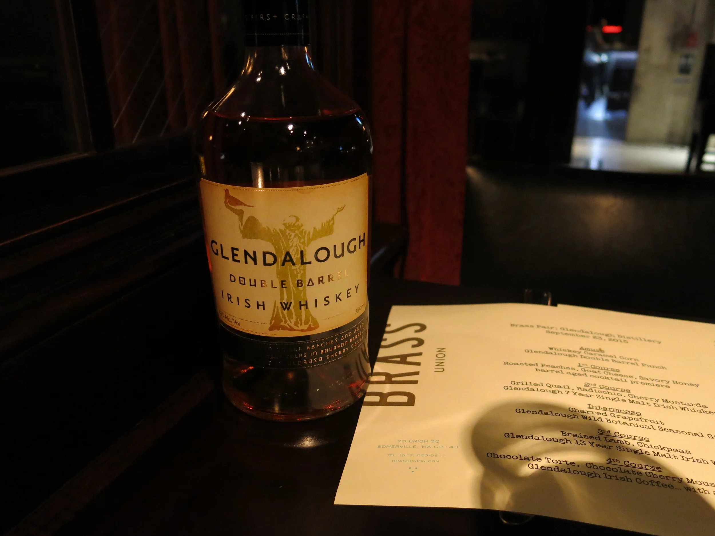 Glendalough Whiskey Dinner at Brass Union