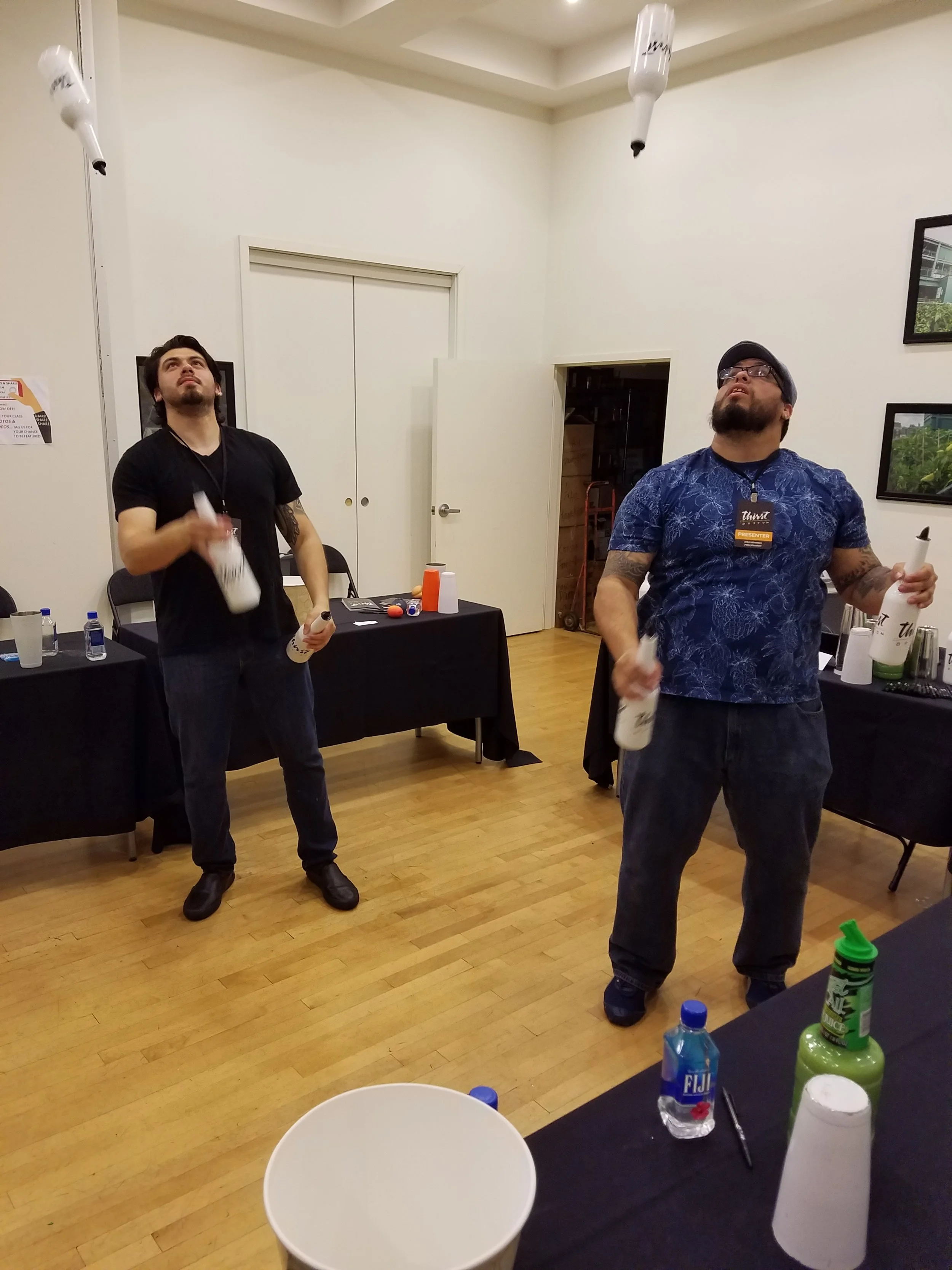 The family that juggles together....Will and Moe Isaza teach functional flair. Eat your heart out, Tom Cruise.