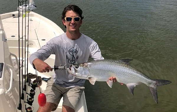 Mark with a nice Tarpon while pre fishing for this weeks tournament at Port of the Islands!