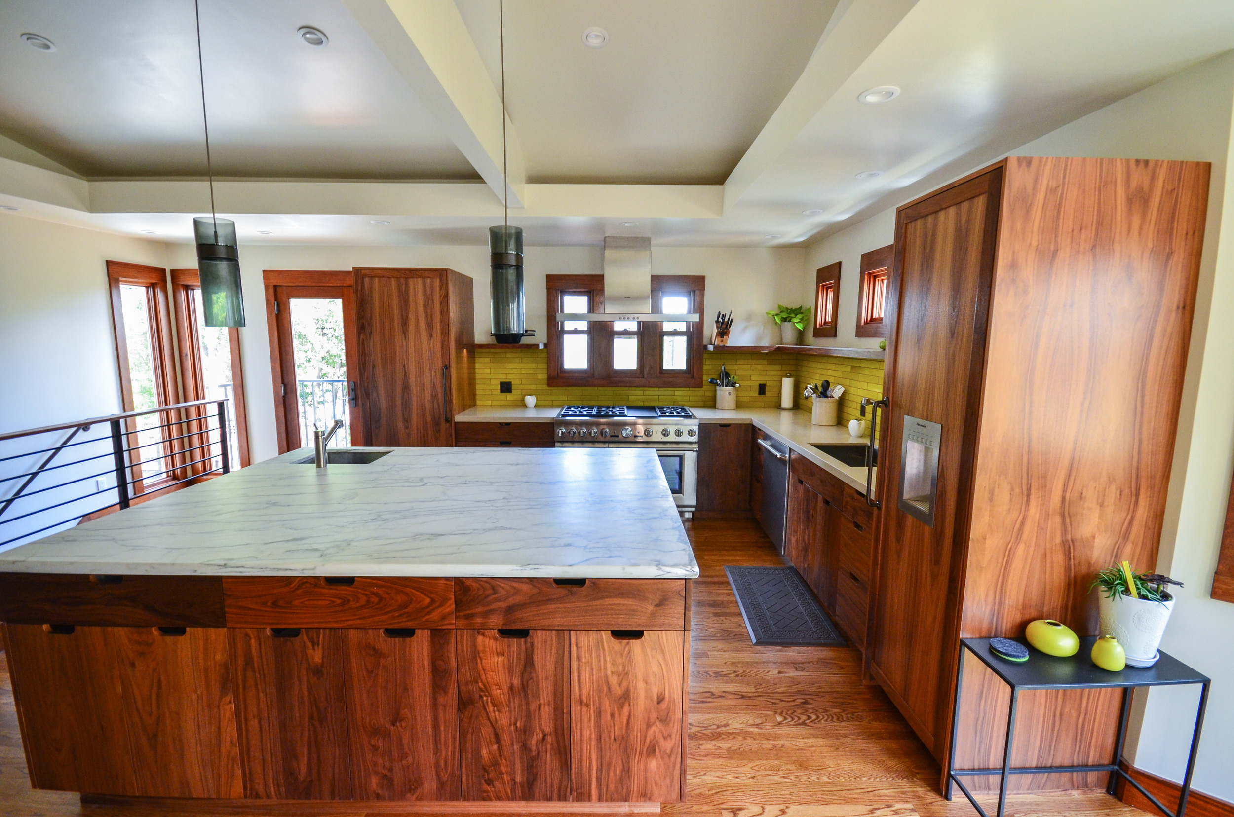frameless solid walnut face cabinets