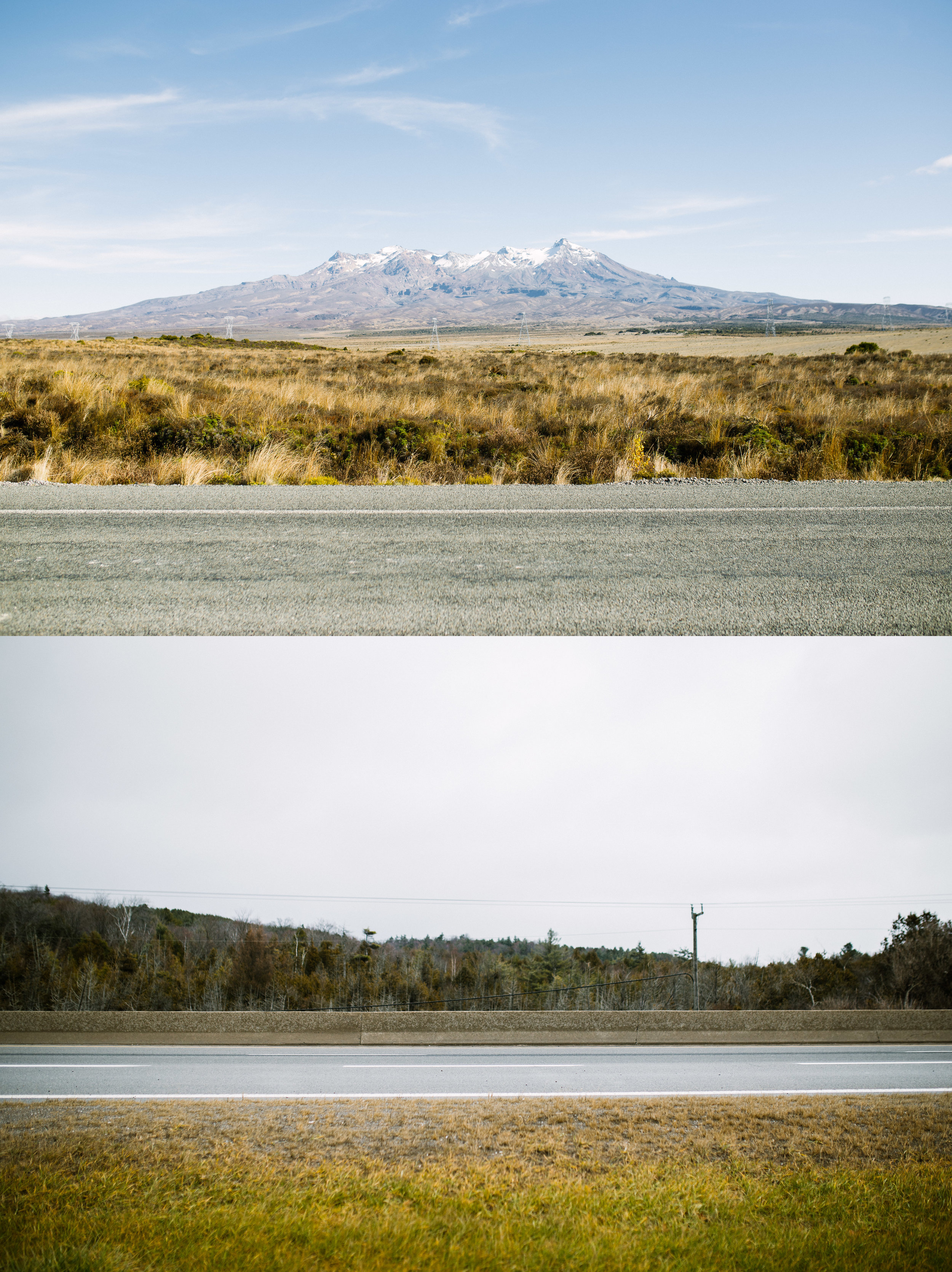  April 26 2017 / December 2 2016.  A contrasting image of the different landscapes my father is now accustomed to between New Zealand and Canada. One of the things he misses most is the landscapes of New Zealand; the mountains, hills, winding roads a