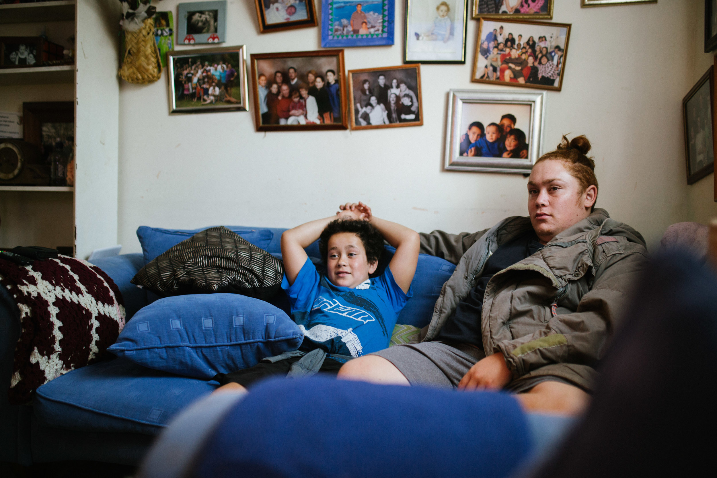 April 25 2017. My two younger cousins, Brothers’ Jackson and Travis, sit in their family's living room, surrounded by family portraits on the walls. I spent many visits with little Jackson, who is the youngest sibling, and travelled the North island with Travis.
