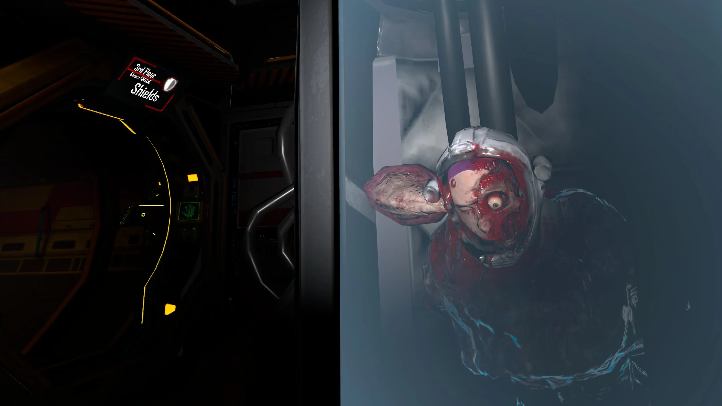 Dark image of a dead Engineer within cryochamber onboard Cargo, the newest BlackGate map.