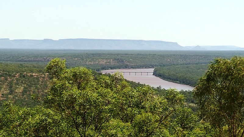 view from the Nackeroos Memorial of Victoria River and Bradshaw Bridge - Timber Creek