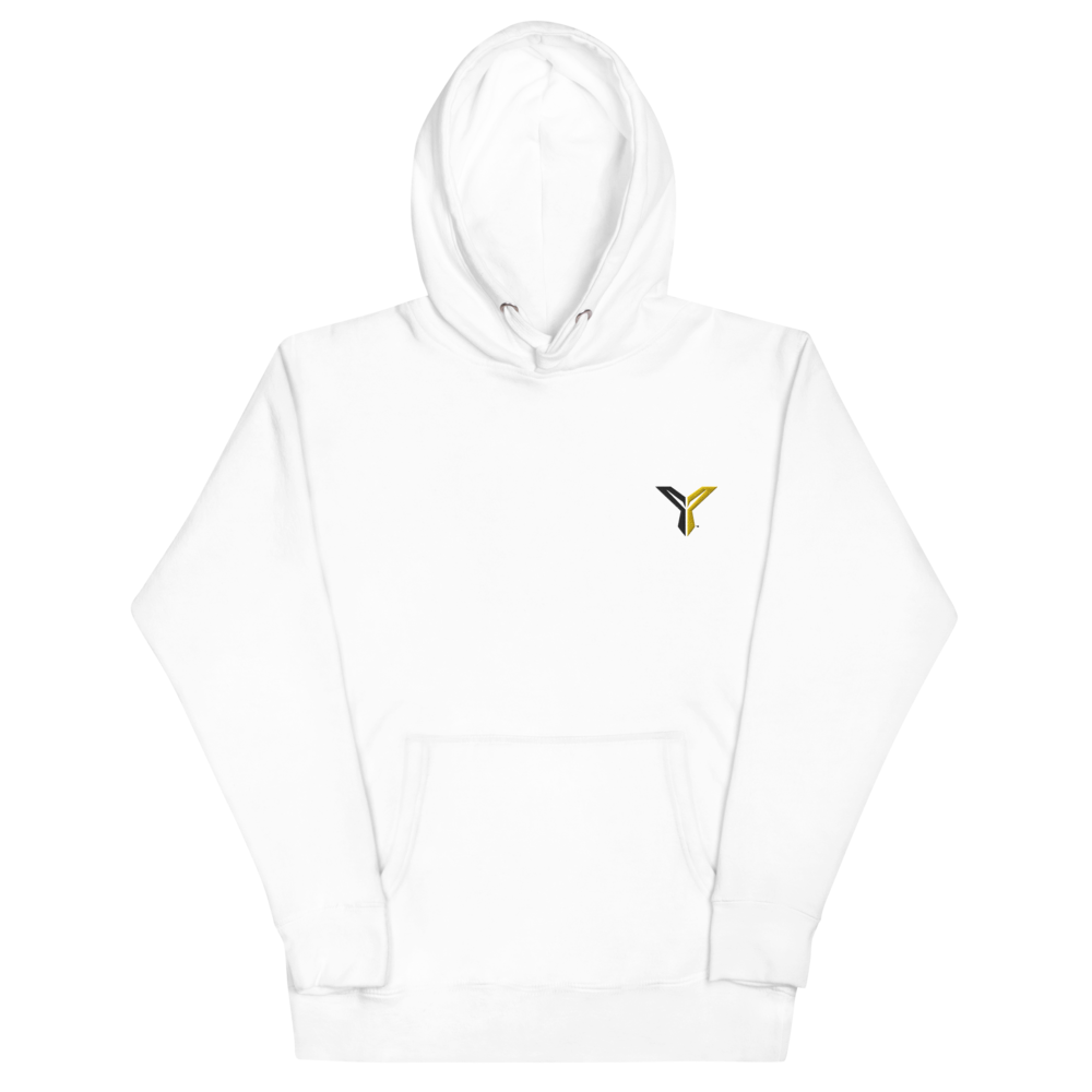 ATHLETIC WHITE FLEECE HOODIE - EMBROIDERED PRINT