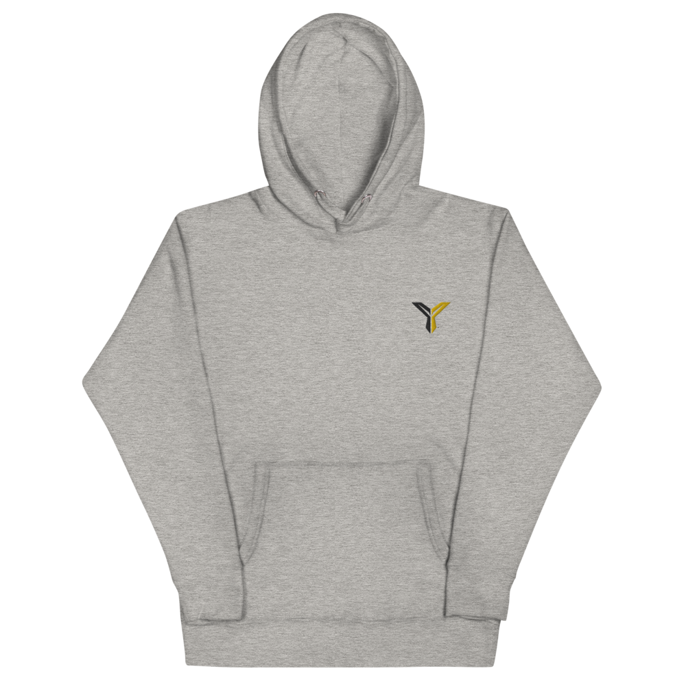 ATHLETIC CARBON GREY FLEECE HOODIE - EMBROIDERED 'Y'