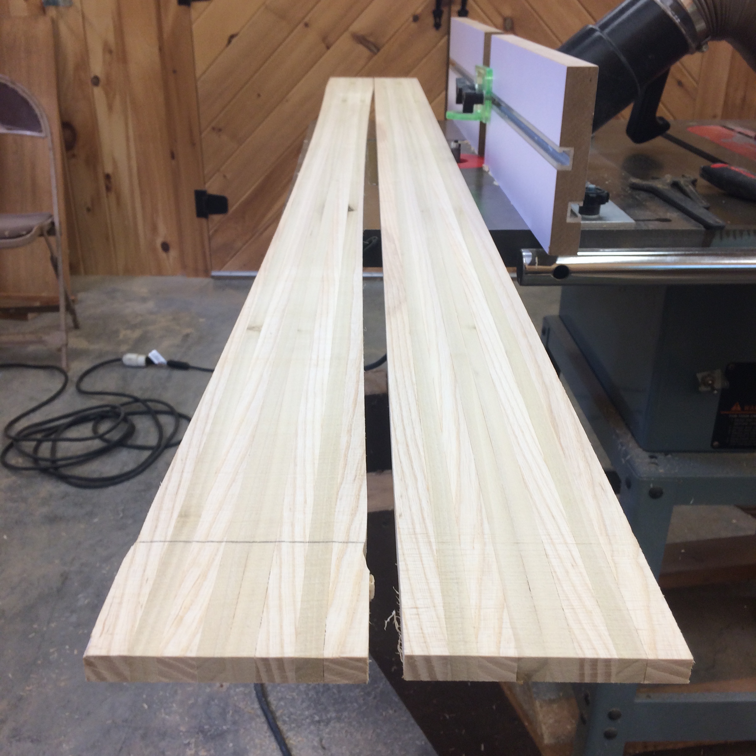  Two core planks. &nbsp;Left one has been shaped with router. 