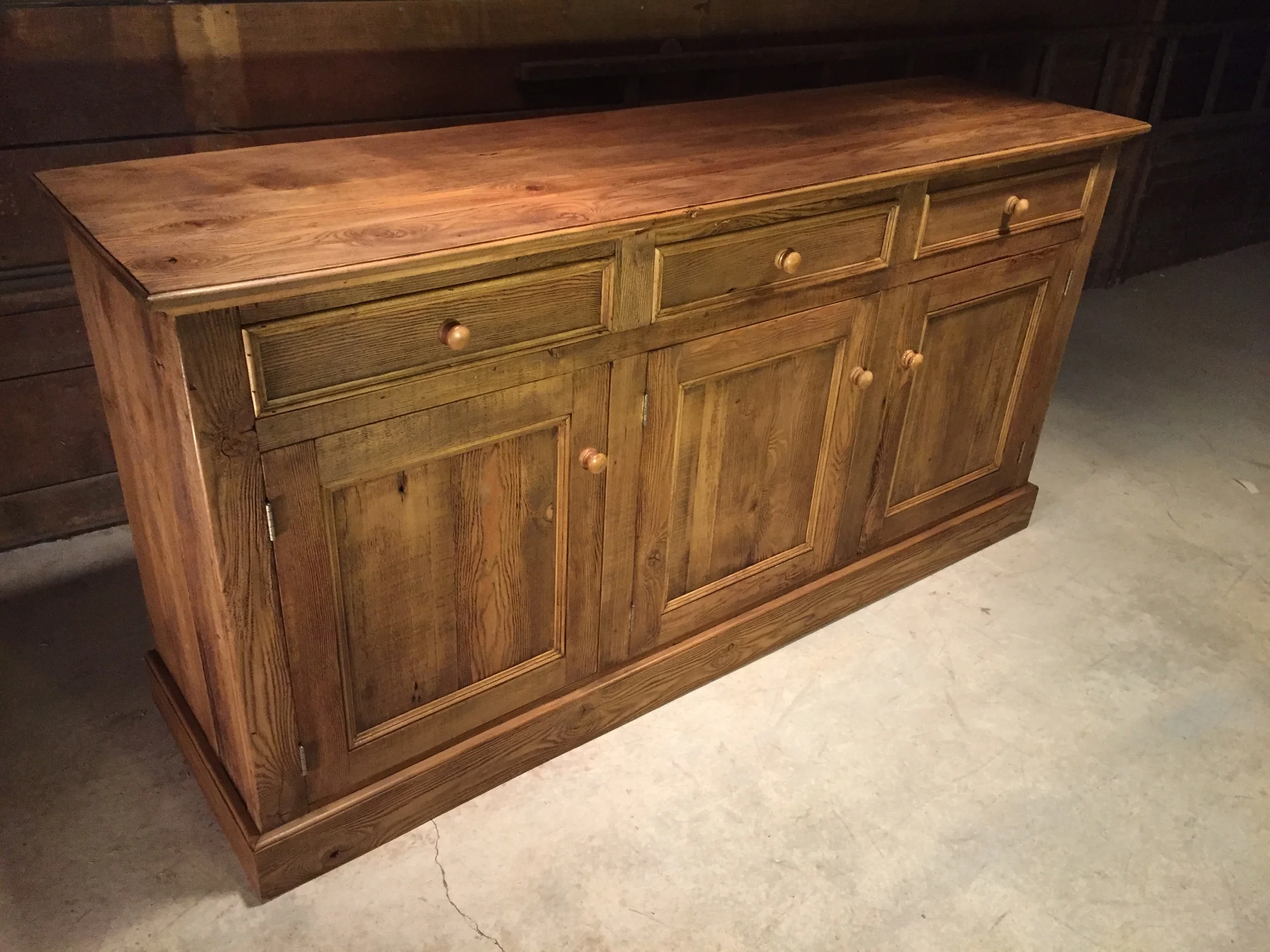 60"x18"x36" 3 over 3 server with trim added finished in Hazelnut