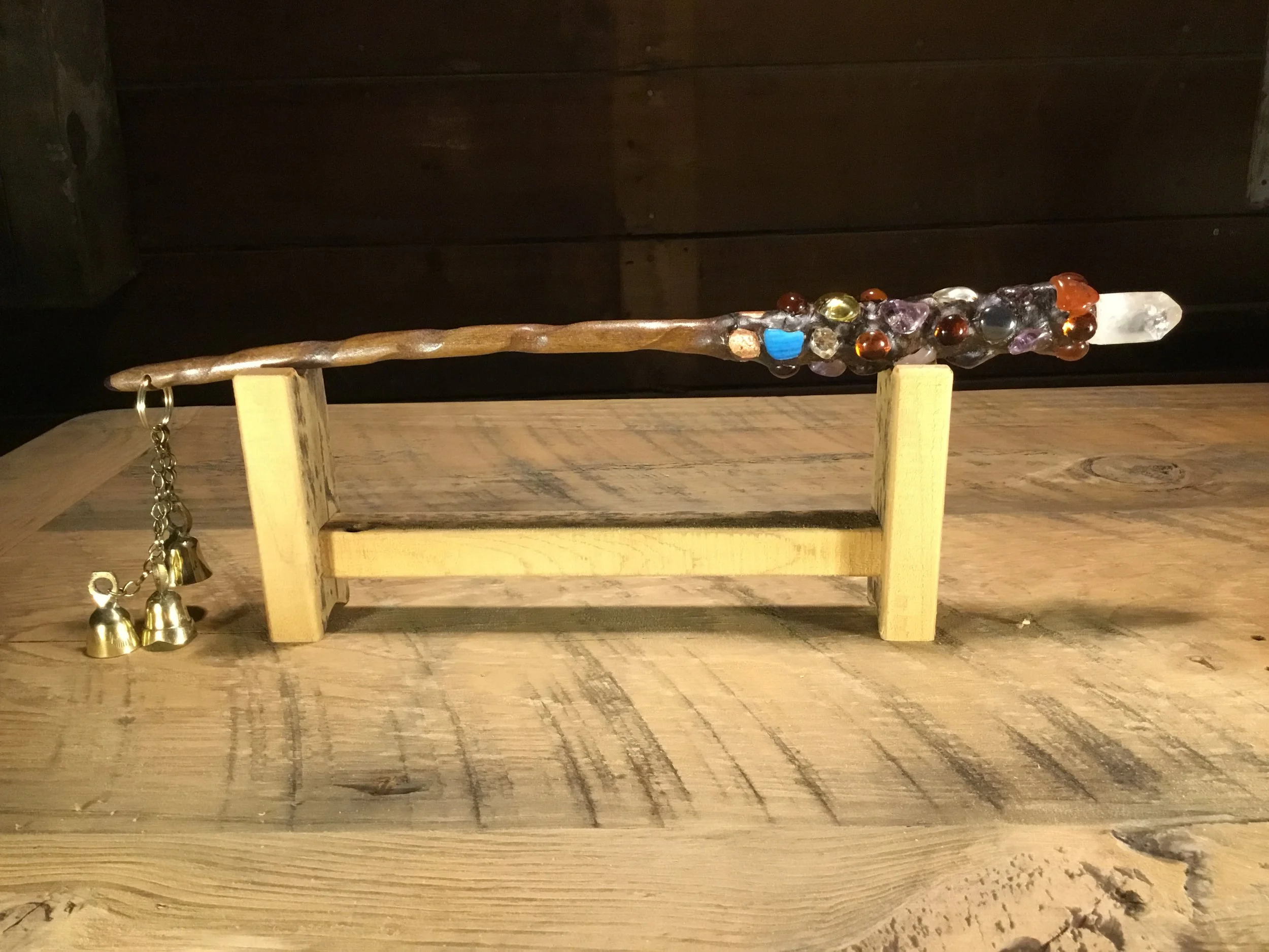 Custom Elder wand with gems and brass bells