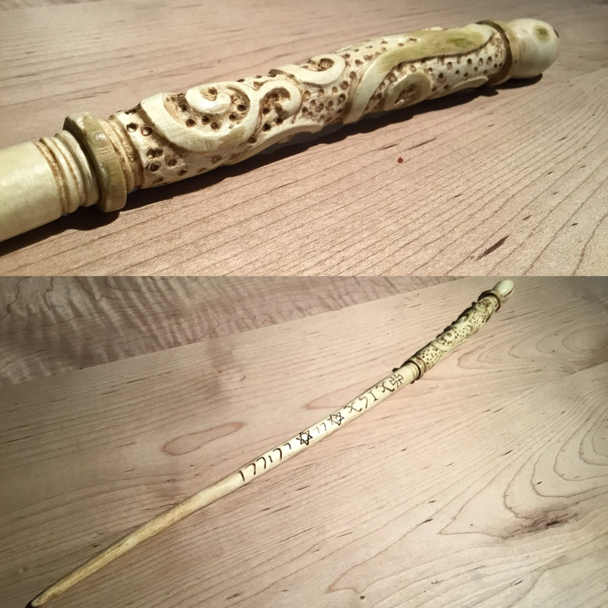 Custom Hazel wand with runes