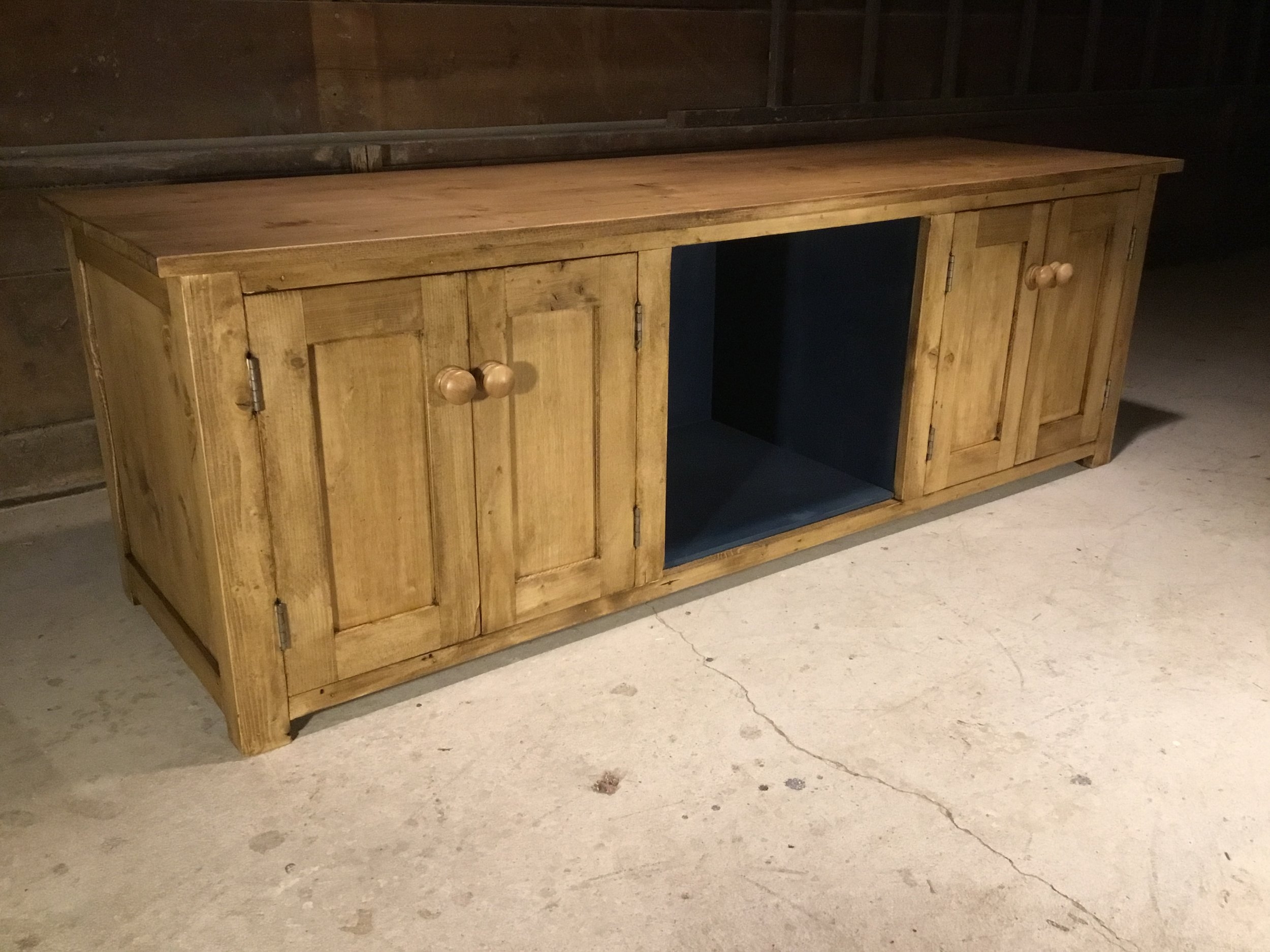 Custom TV stand in Rugger brown wax