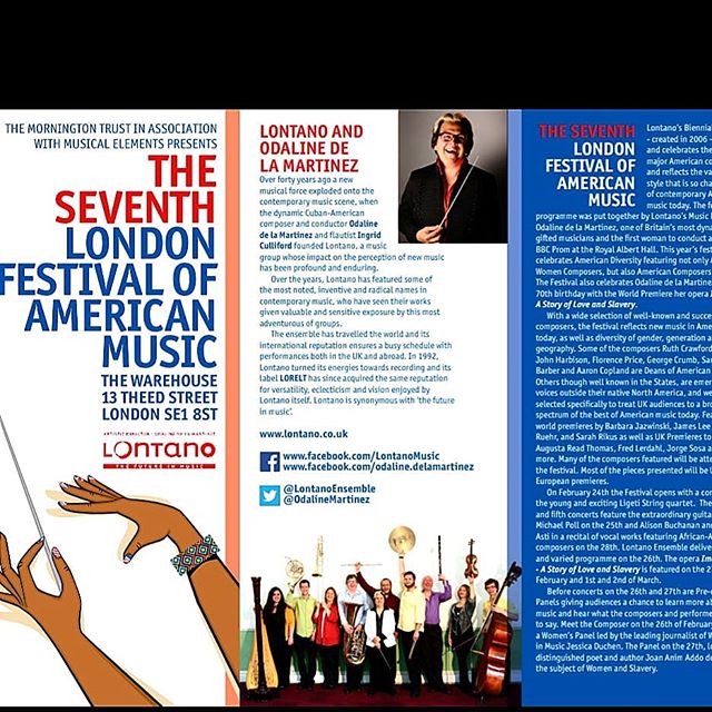 Something a little different for us. Part of the Seventh London Festival of American Music. We are singing in the opera Imoinda - libretto by Joan Anim Additional, composed by Odaline de la Martinez. The world premiere of the complete trilogy.

The f