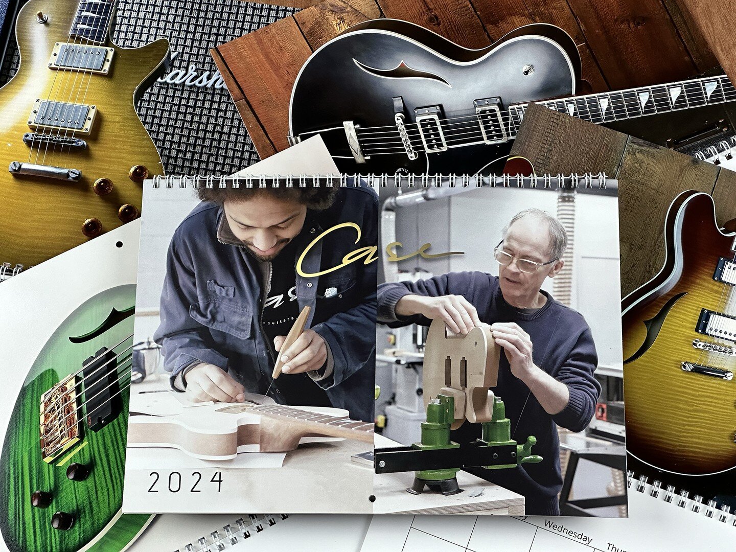 Case Guitars calendars have arrived!
Our deluxe, 2024 wall calendar has 12 rich guitar images and spacious date grids (Opens to 28x44cm) printed on premium glossy 300 gsm card.

&pound;15.00 including UK postage
If you would like one, please contact:
