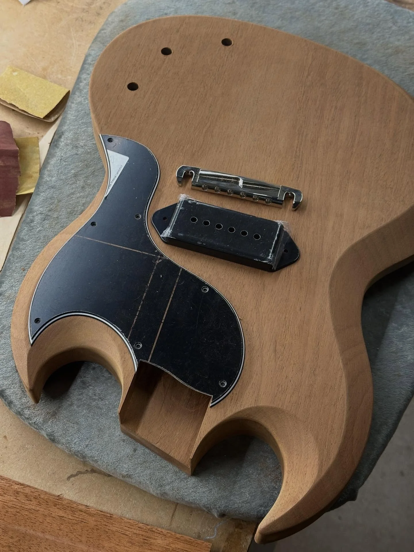 JS Junior crafted from hundred year old Honduran mahogany, selected from our stock of reclaimed timber.  Naturally dried resins in the wood make for a rich and articulate tone.