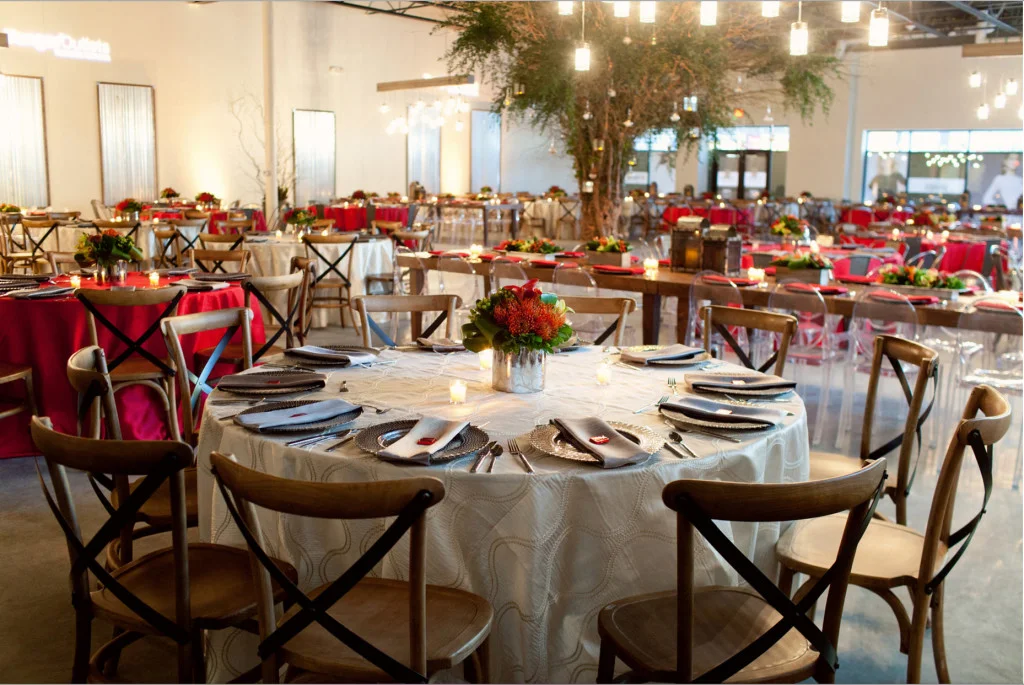 Grand Rapids, Michigan Beautiful Modern Event with Wood Tables and Chairs
