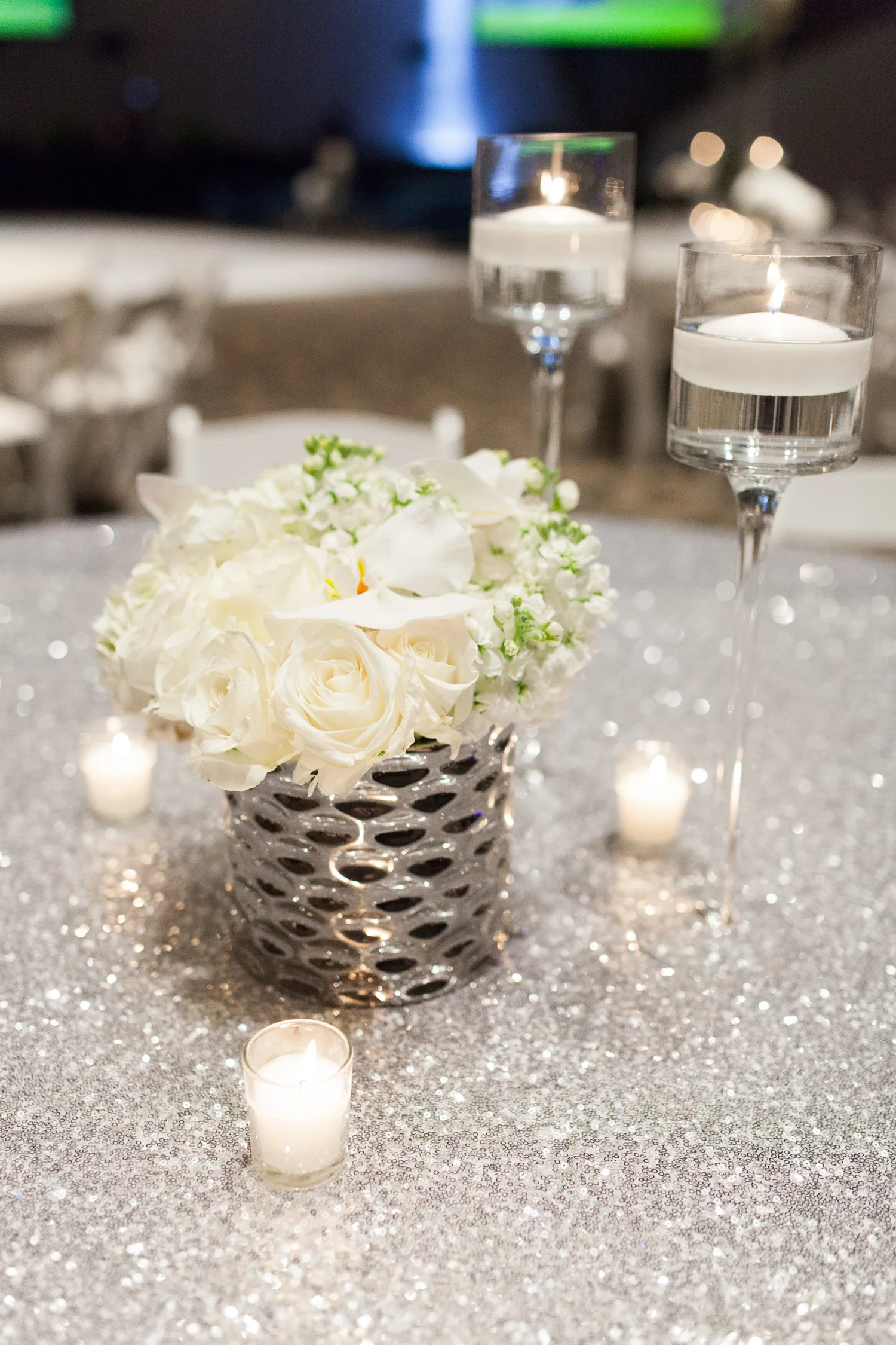 Grand Rapids, Michigan Rose and Orchid Centerpiece with Candles