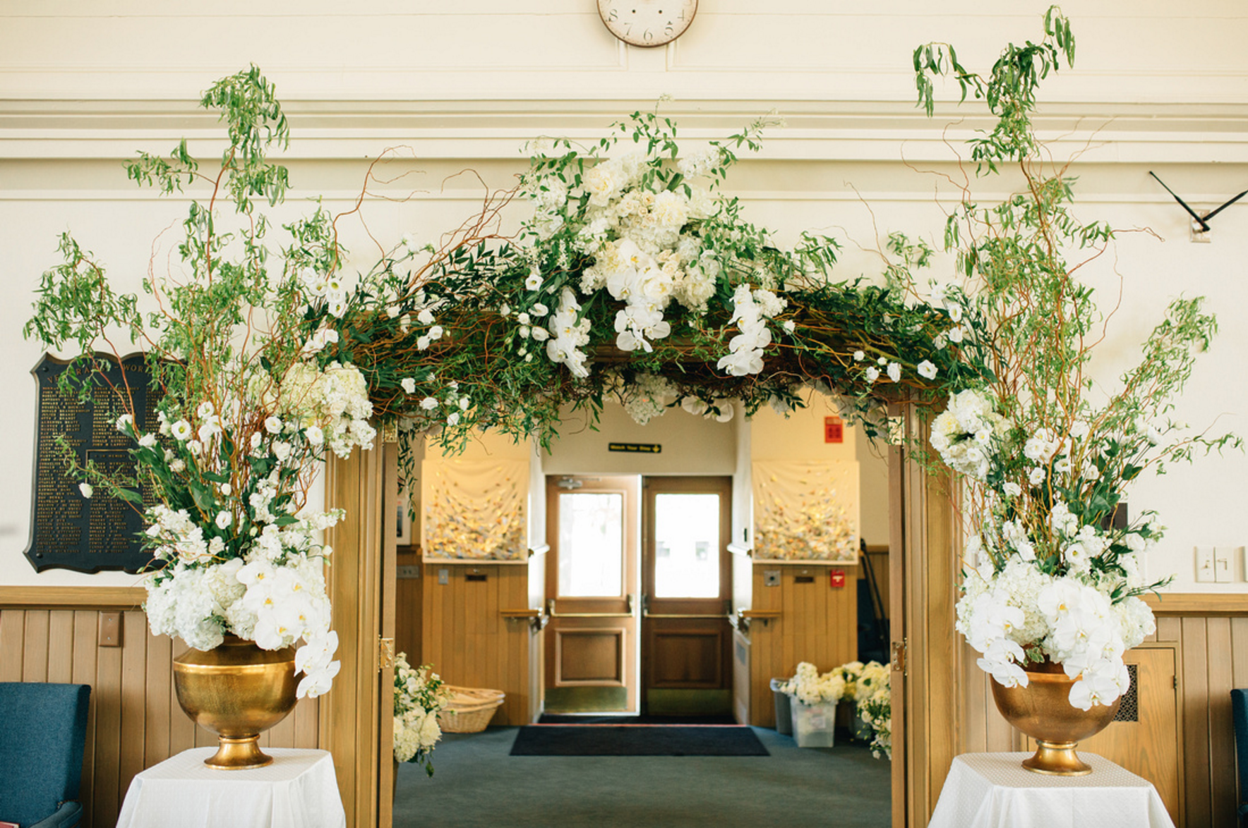 Pillar Church Wedding with Beautiful White Florals