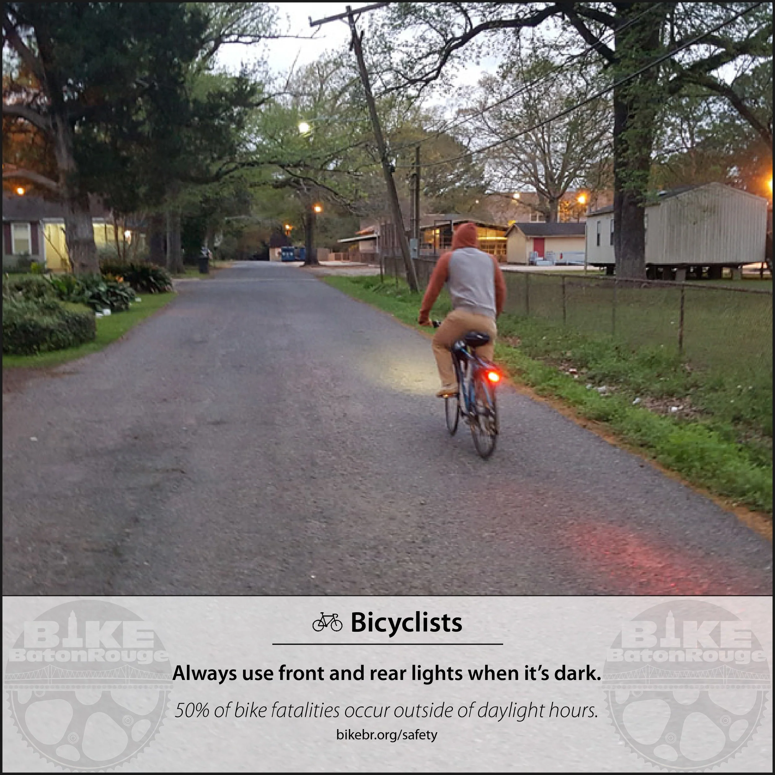 Safety graphics produced to inform the public about bicycle safety guidelines and statistics.