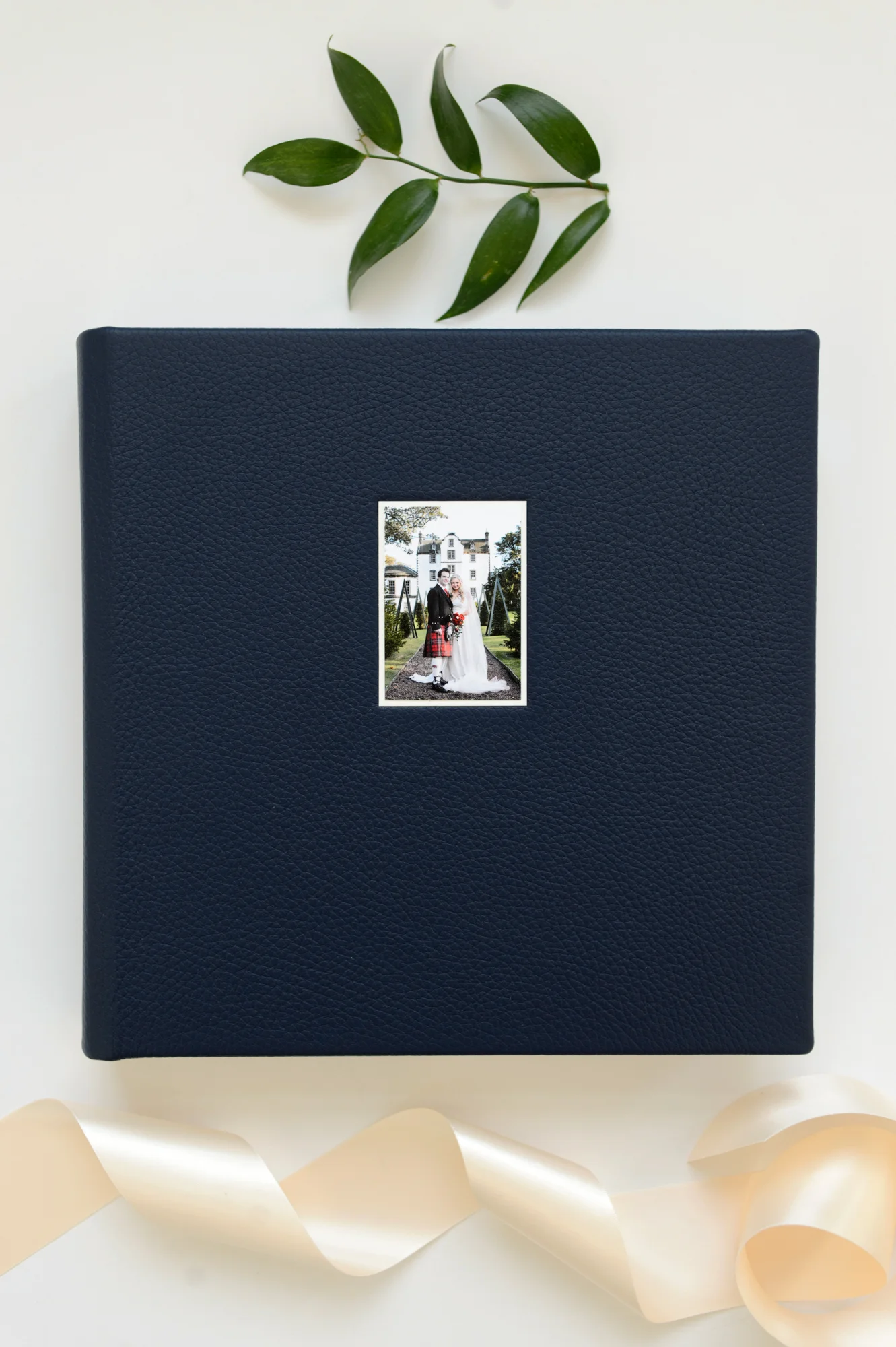Cassi + Ali 10" x 10" Flushmount, Classic leather Navy