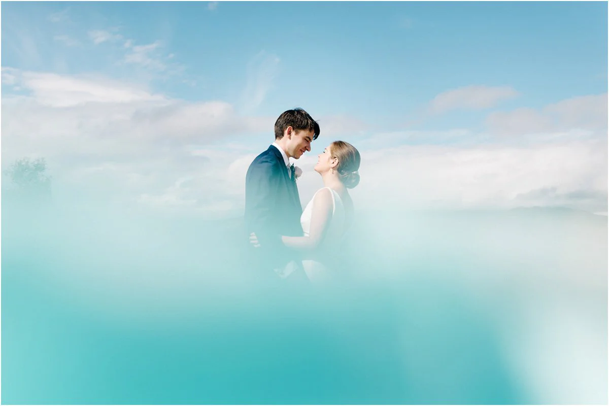 Beautiful romantic couple wedding portraits in the sky by Cro and Kow