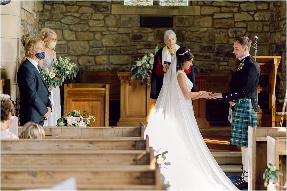  Romantic wedding with church ceremony at Dunino and reception at Fallside Mill in Fife, Scotland 