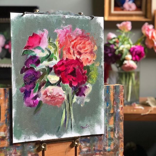 This is a second color study of Mother&rsquo;s Day Bouquet from @blossomsinbatesville...
(they are ABSOLUTELY the best &amp; make the most gorgeous arrangements!)
The first bouquet SOLD ✅&amp; buyer commissioned this second one SOLD✅
I won&rsquo;t me