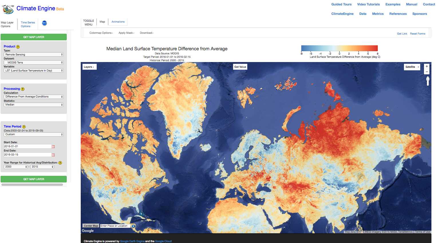 alaska arctic warm winter of 2016 modis lst