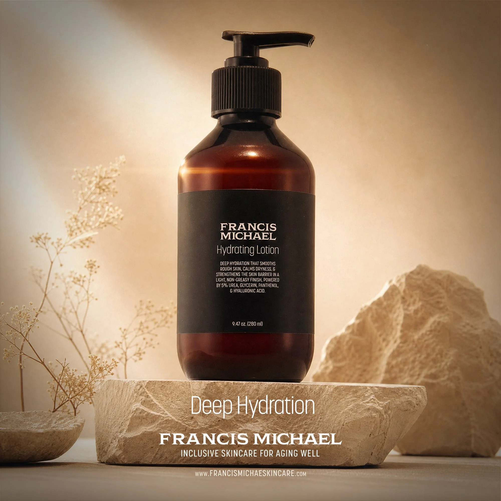 FRANCIS MICHAEL Hydrating Lotion Product Image | Inclusive Brand Strategy | JOSEPH M. POWELL CREATIVE DIRECTOR | BRAND STRATEGY | CONSUMER PRODUCTS | OPERATIONAL LEADERSHIP