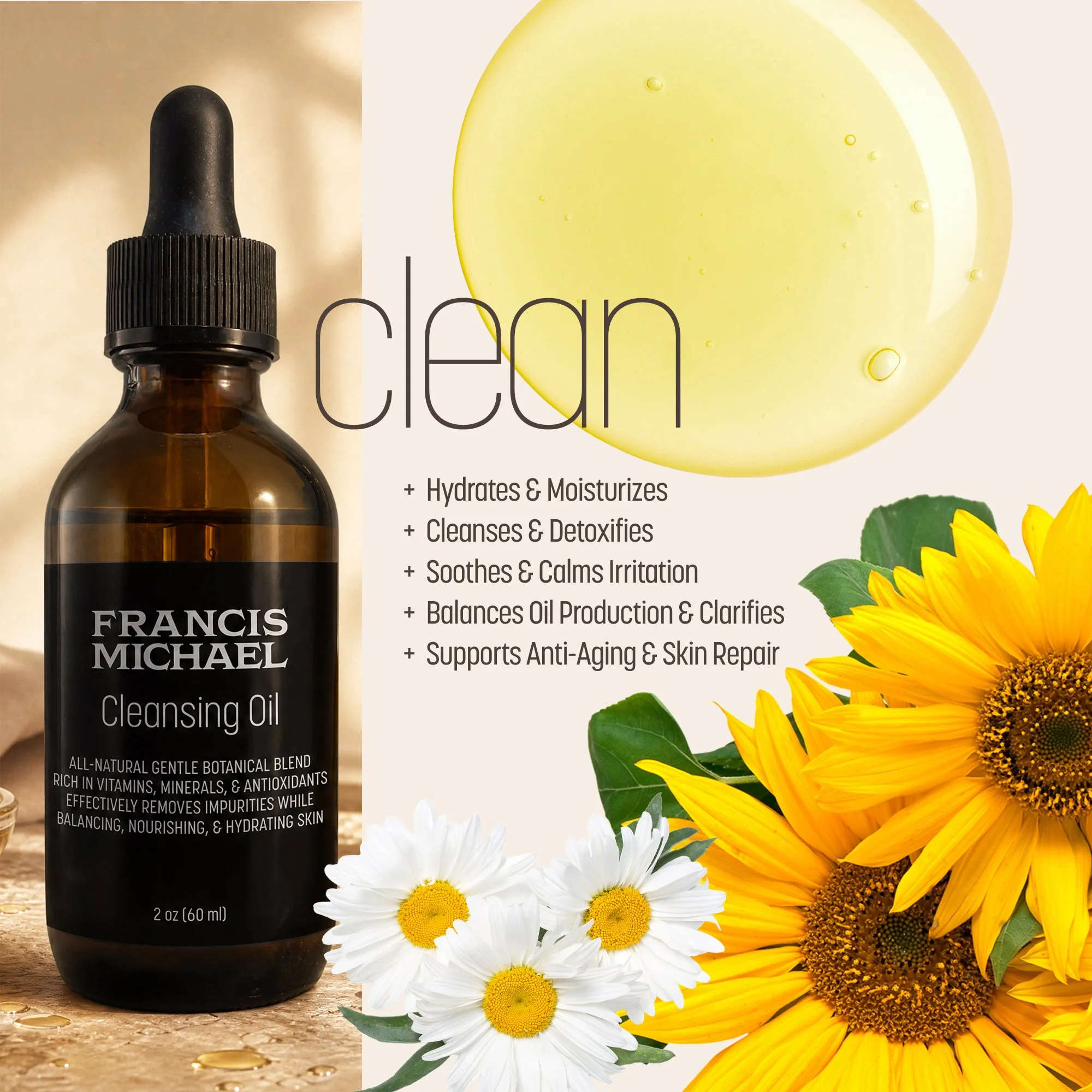 FRANCIS MICHAEL Cleansing Oil Product Image | Inclusive Brand Strategy | JOSEPH M. POWELL CREATIVE DIRECTOR | BRAND STRATEGY | CONSUMER PRODUCTS | OPERATIONAL LEADERSHIP