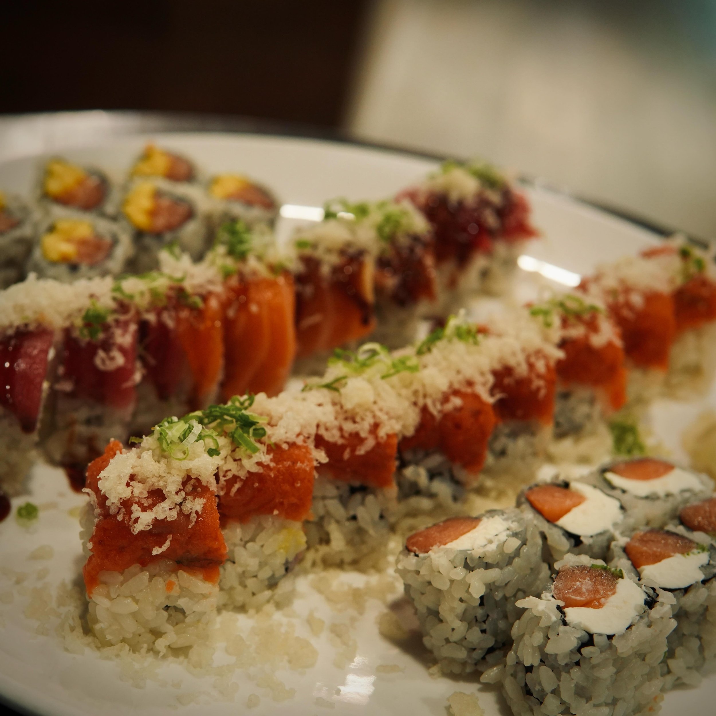 Sushi lovers, this one&rsquo;s for you 🍣💛
2 signature rolls, 2 classic rolls, plus salad &mdash; only $57 at @flame_upperwestside 

#flamehibachi #nycsushi #uwsnyc #nycfoodporn #nycfood
