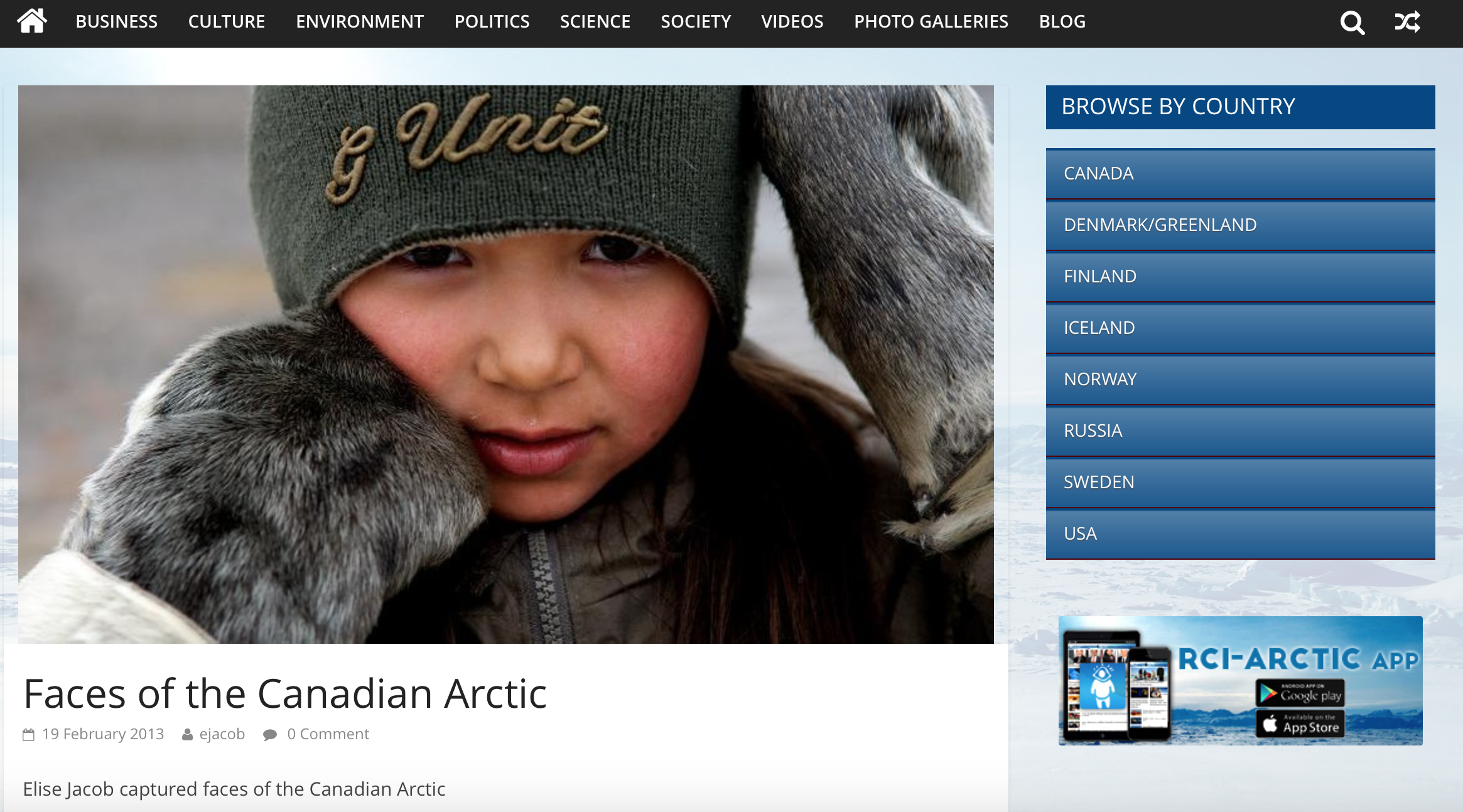 CBC.CA website: Faces Of The Canadian Arctic