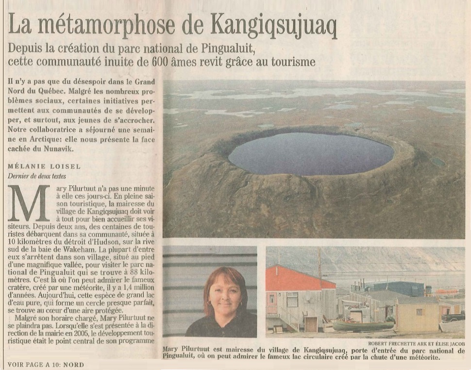 Le Devoir: La métamorphose de Kangiqsujuaq