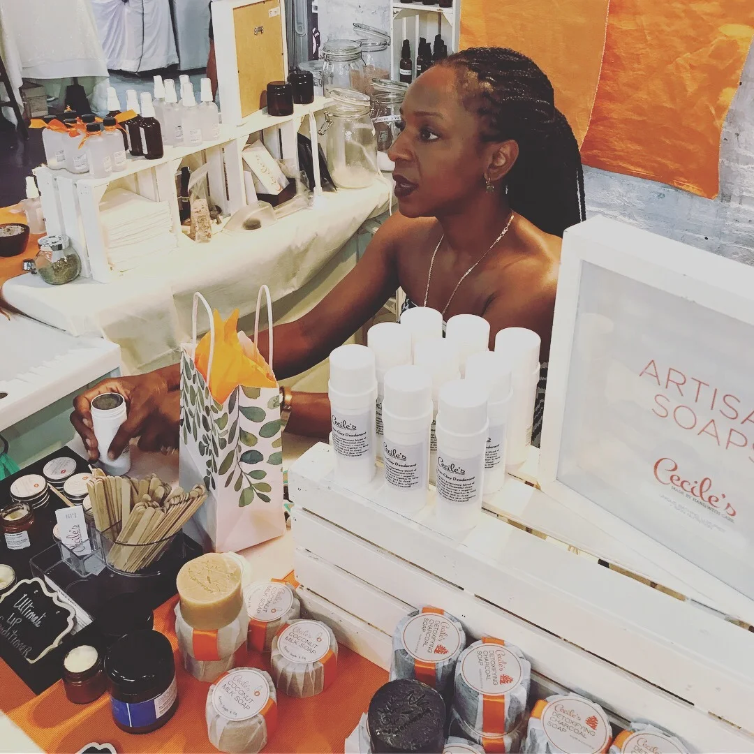 Visit Melanger, Cecile’s custom blend bar and get your own customized shea butter whip, scrub, or soap! New products have launched as well since the winter pop up, including mists, scents, and “Today’s Blend” - a customer creation available each weekend Cecile’s is at Artists & Fleas!