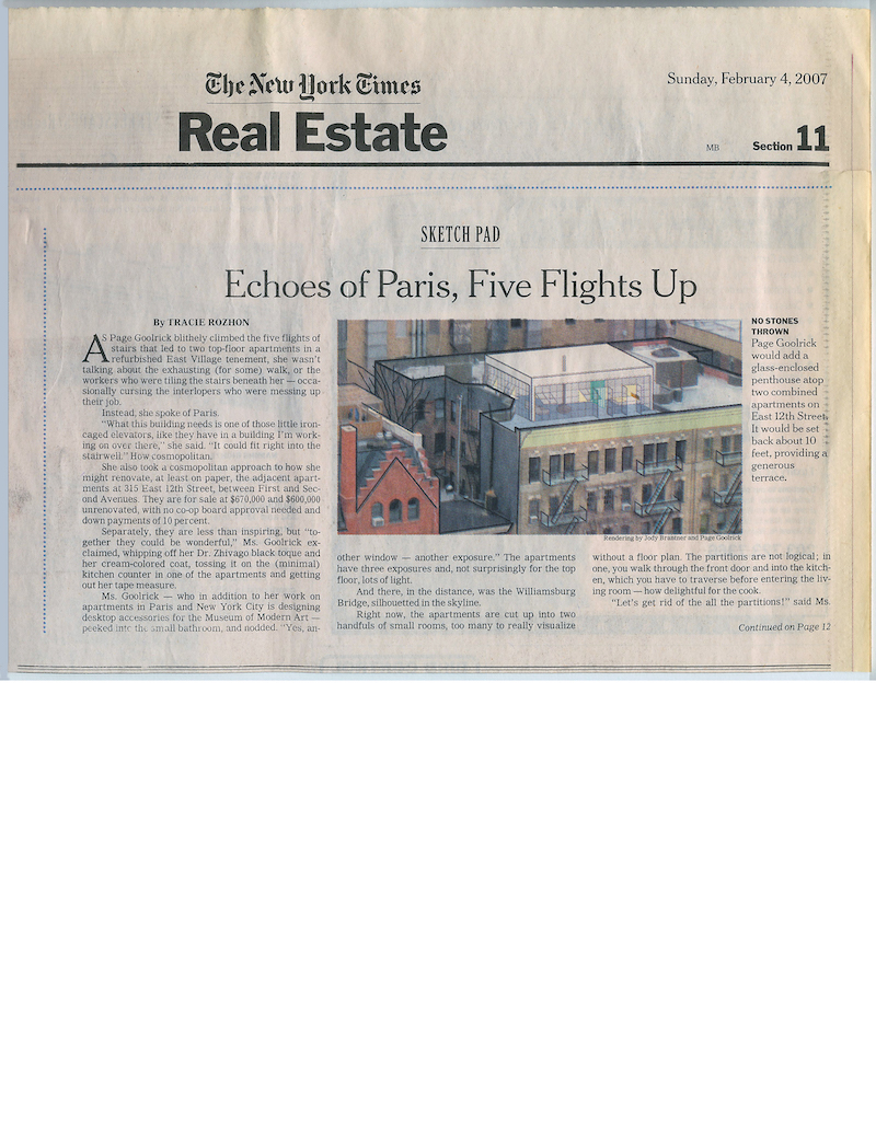 <html>New York Times Real Estate<p>Echoes of Paris, Five Flights Up</html>