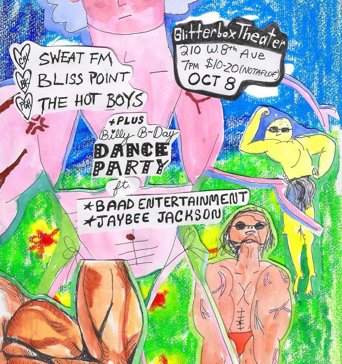 IN. ONE. WEEK.
we will be rocking with the slice of delight that is the band @_blisspoint_ and muscle personified @sweat.fm_real_dominic , with a dance party featuring our favorite DJs @gun.ray @magnificent_ignorant @itsdatjawn &hellip; and we can&rs