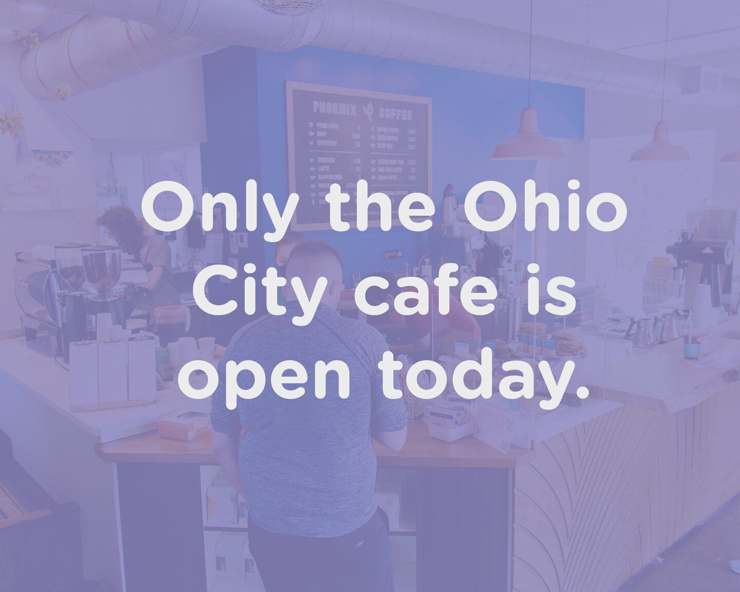 In observance of Juneteenth, we will be closed at Lee Rd., Coventry Rd., Warehouse District, and East 9th today.⁠
⁠
If you're looking for coffee, wander over to our Ohio City caf&eacute;, where they're holding it down.⁠
⁠
#phoenixcoffee #juneteenth #