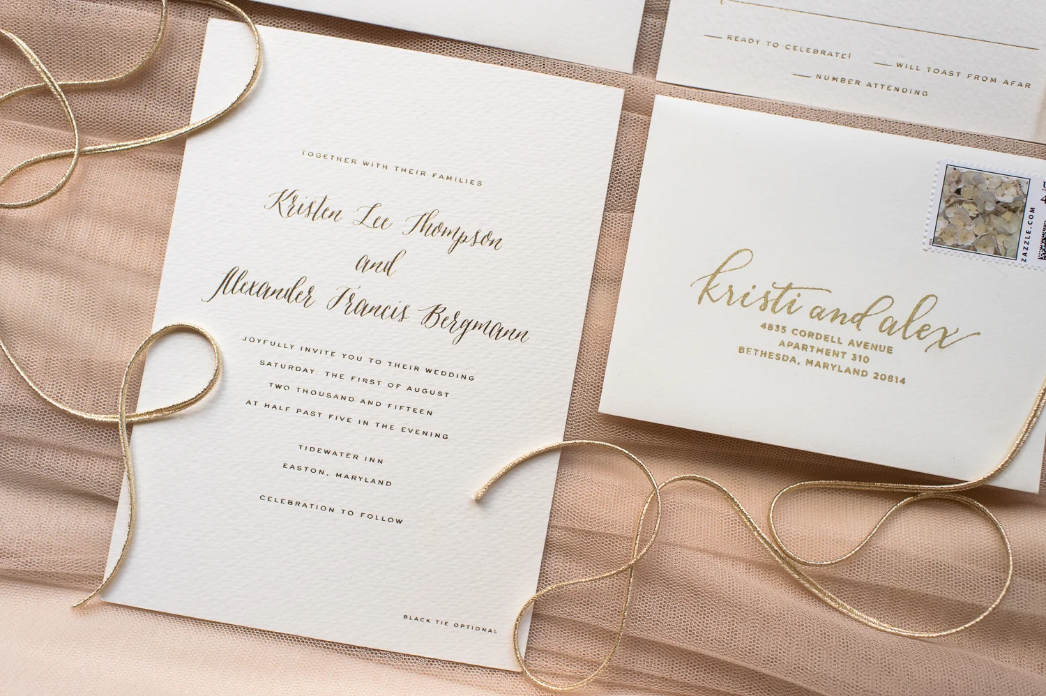 Simple White and Gold Tidewater Inn Easton, MD Wedding