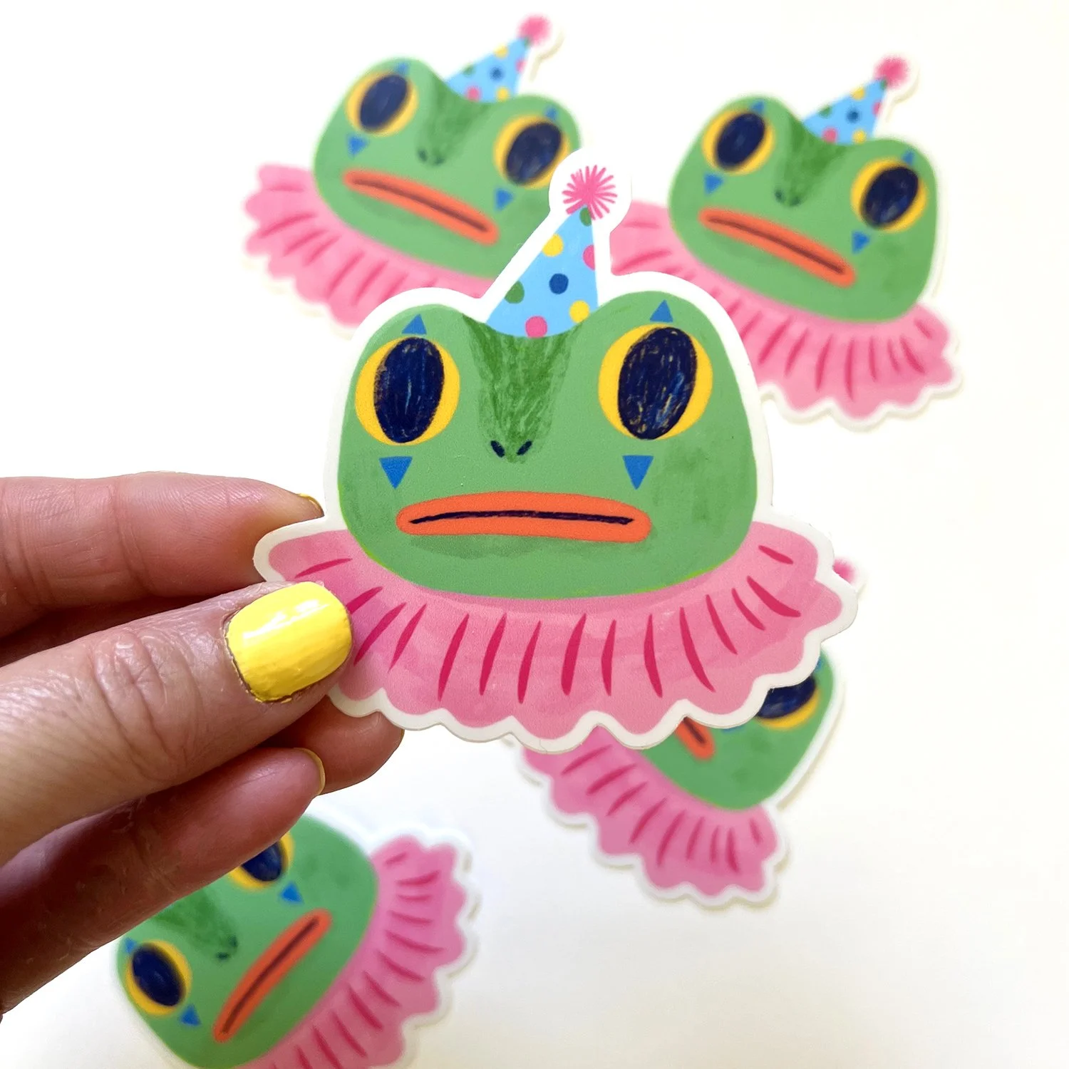 sticker_ClownFrog_single_multiHandsonWhite.jpg