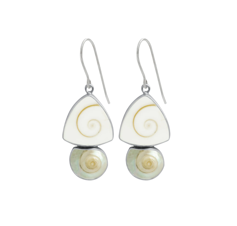.925 Trillion Spiral Shell and Marabar Turbos Earrings by Misti Martin