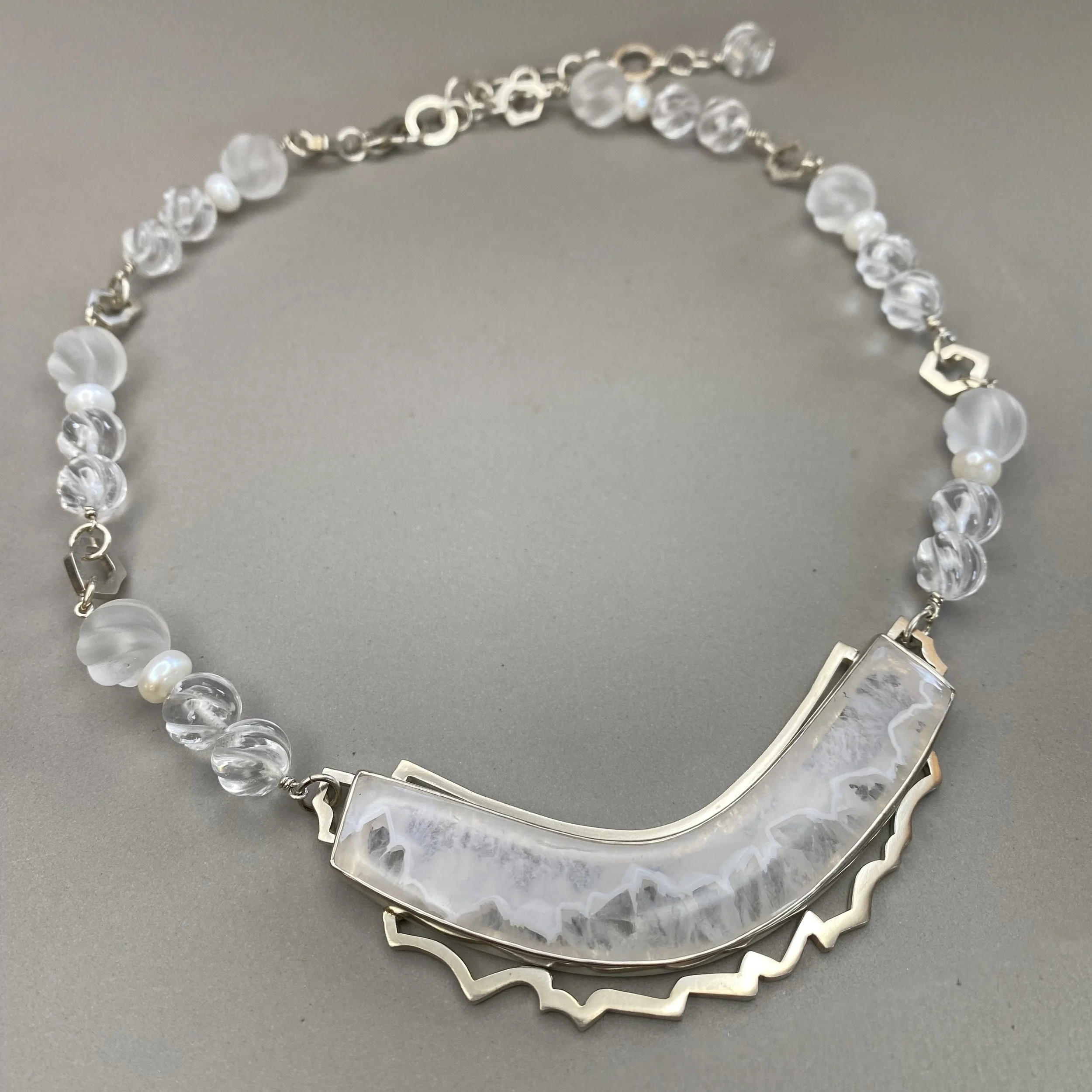 Jan Daggett .925 Agate, Quartz Beads and Pearls