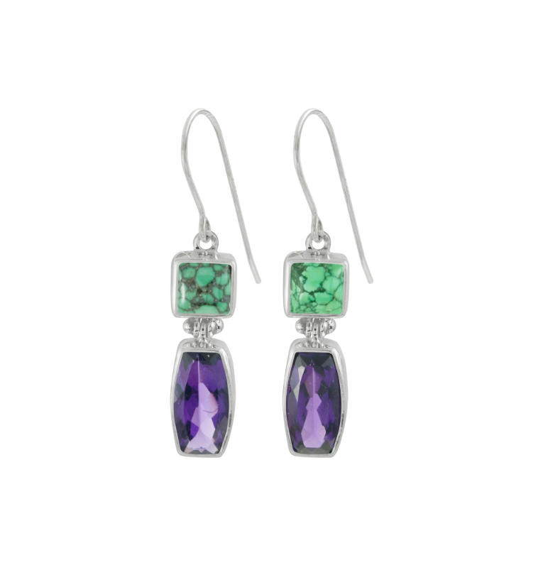 .925 Turquoise & Amethyst Earrings