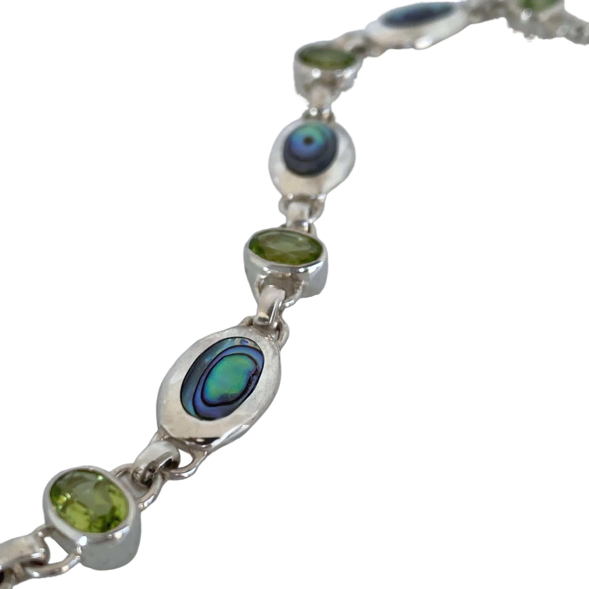 Antoinette Cleoni .925 Peridot and Abalone Bracelet