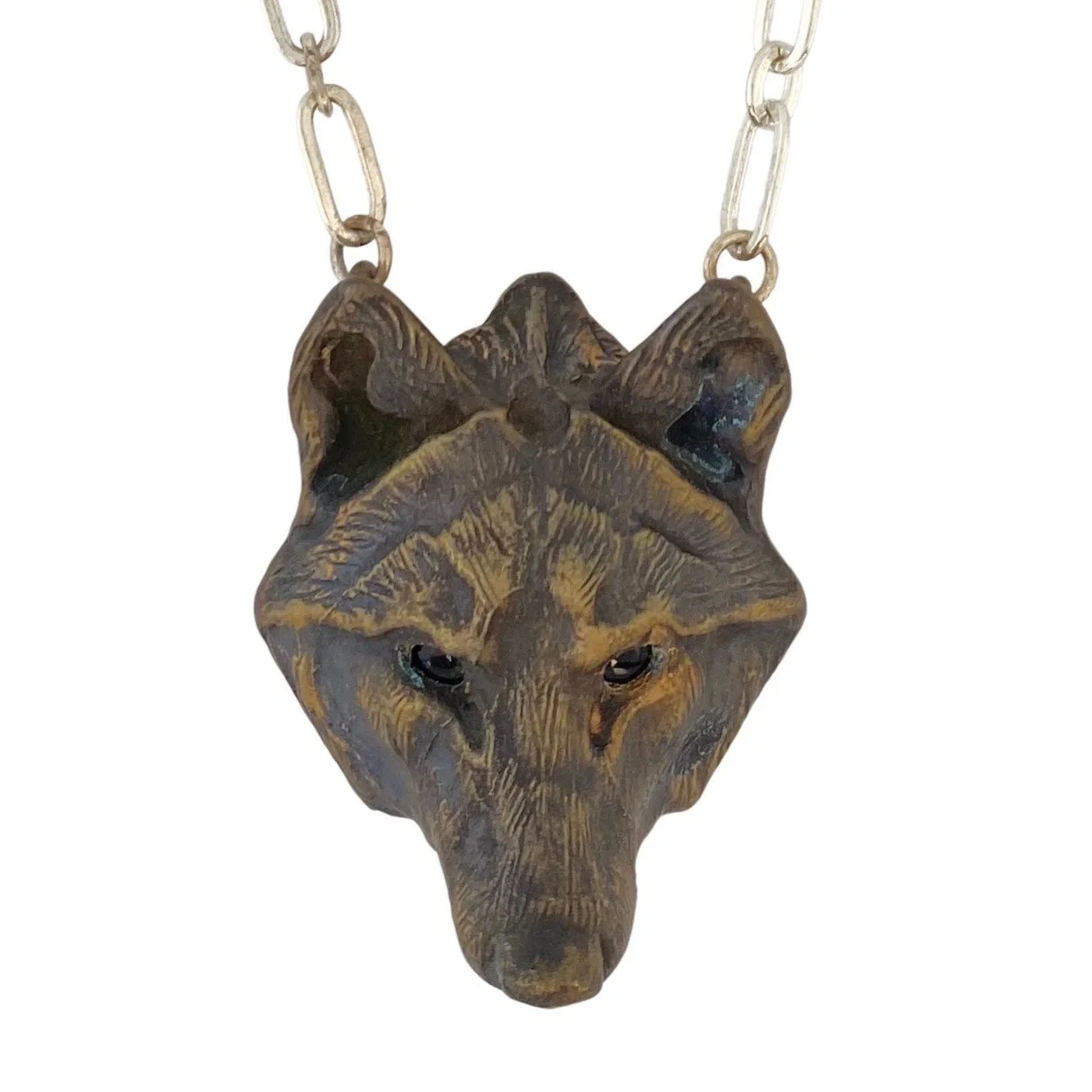 Brooke Stone Bronze Timber Wolf Necklace