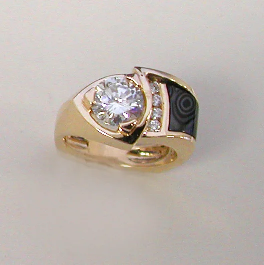 18k Diamond and Psilomelane Ring