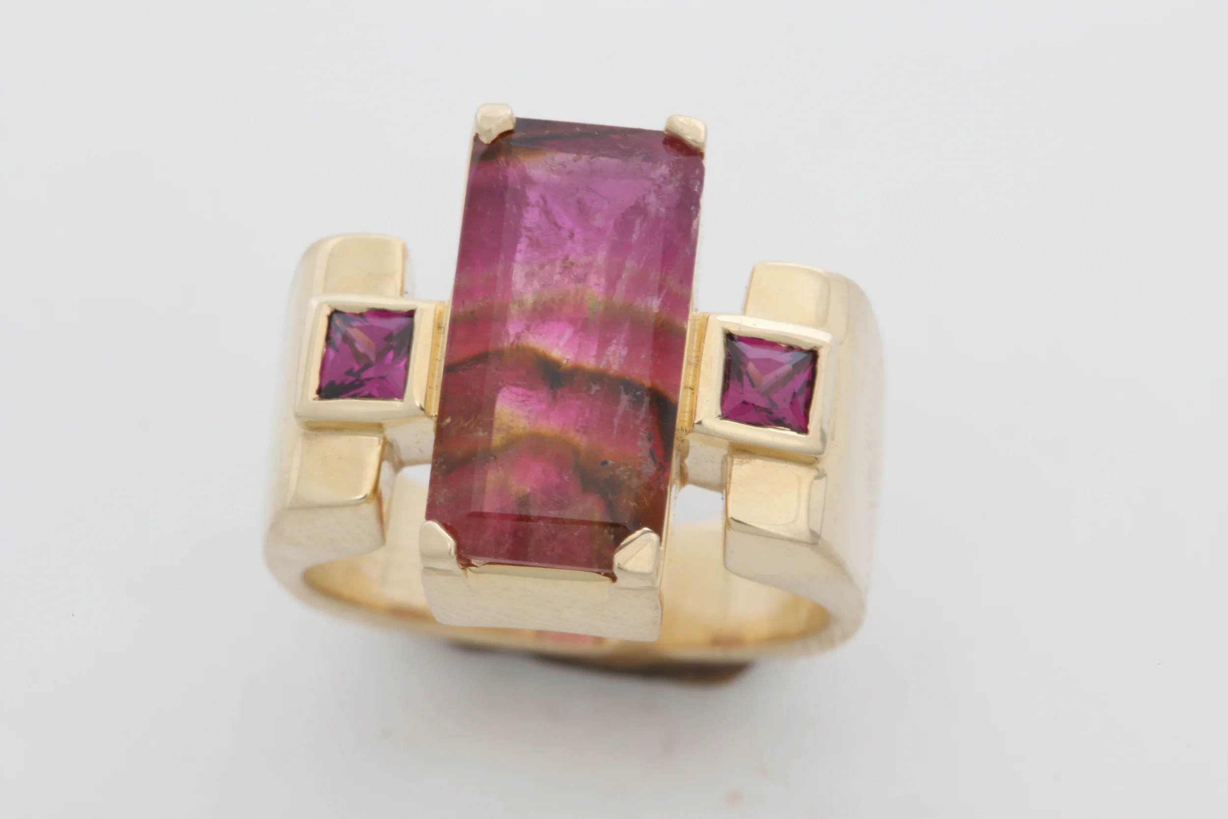 18k Bi-color Tourmaline &amp; Rhodolite Garnet Ring