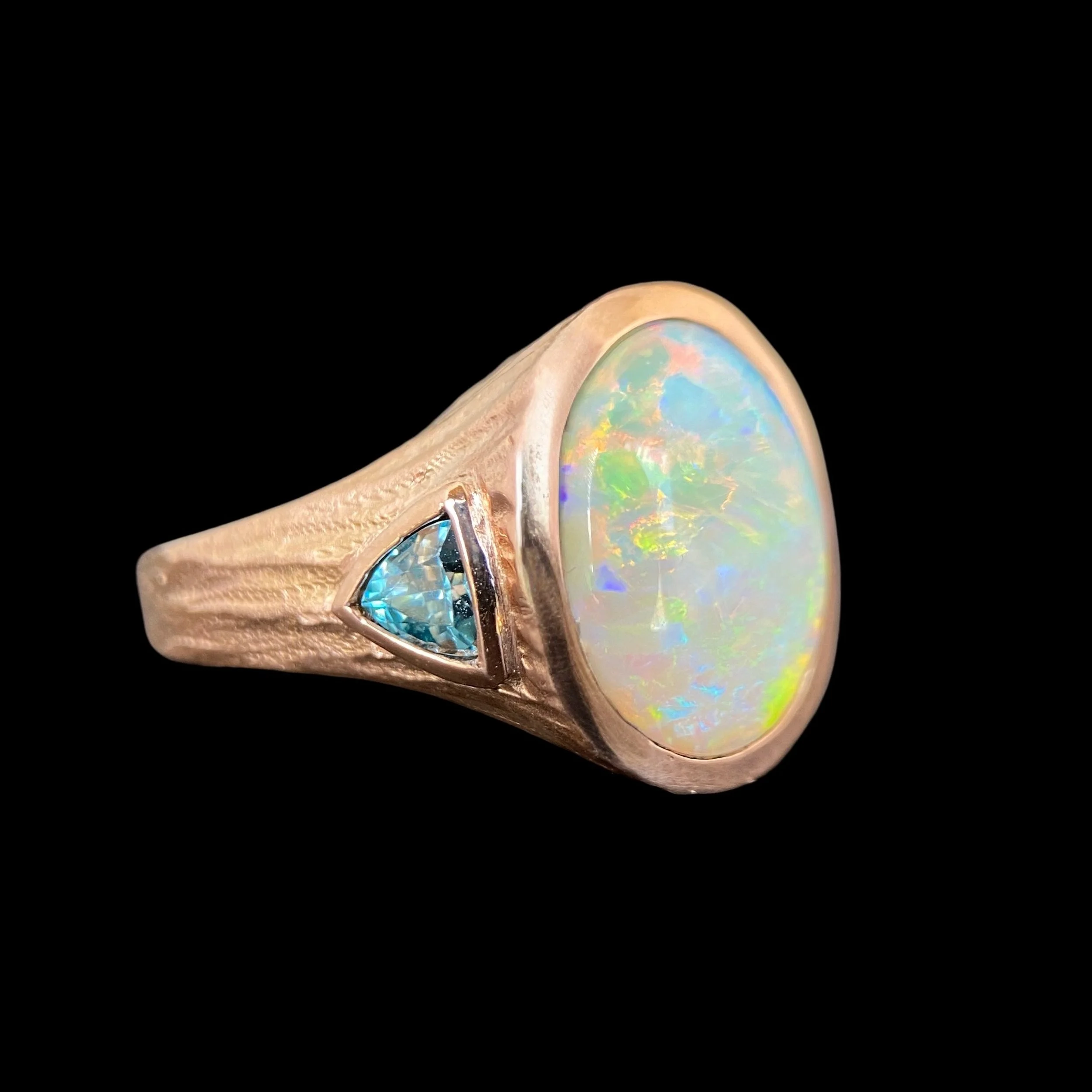 Deboarh Spencer 14k Ethiopian Opal and Blue Zircon Ring
