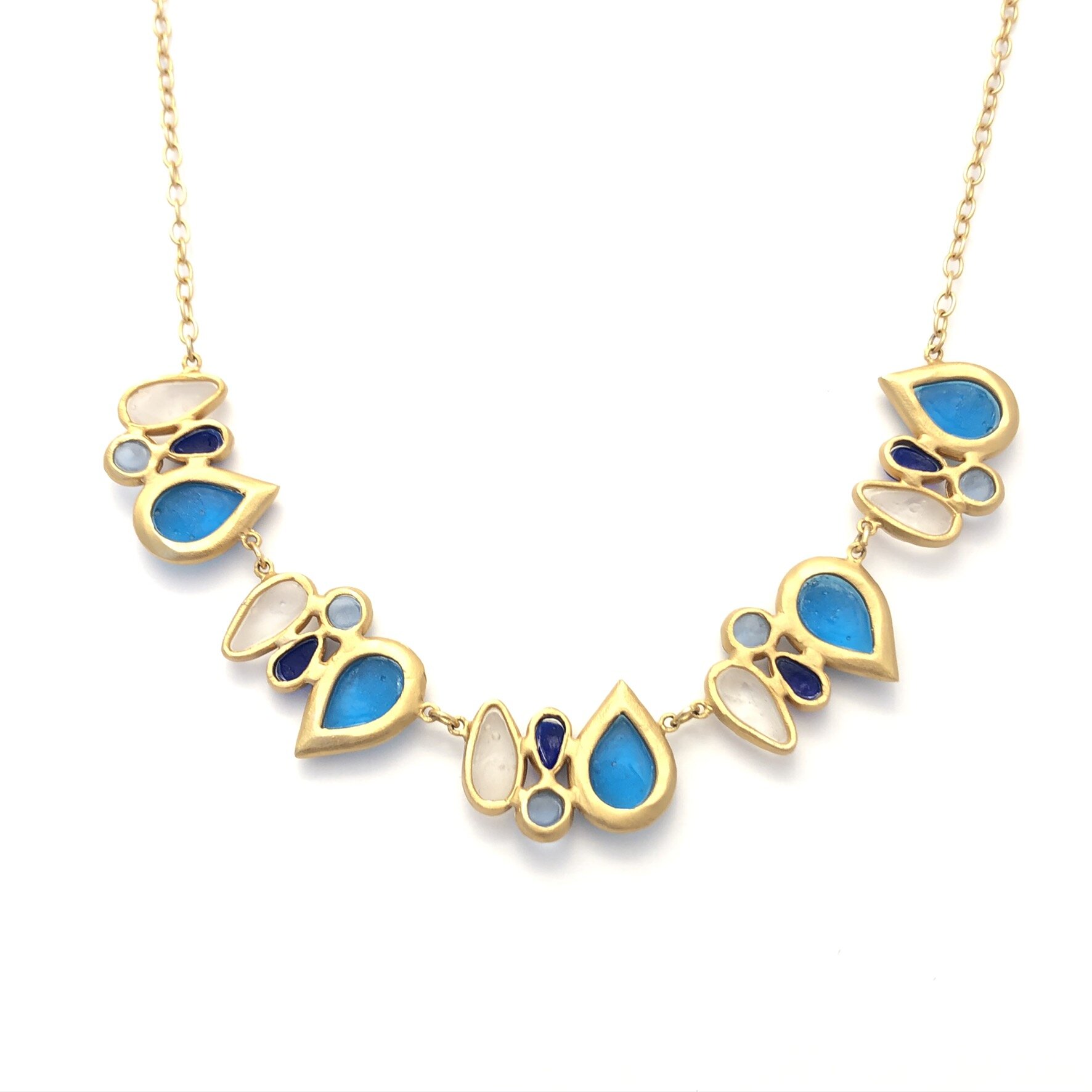 Michael Vincent Michaud Glass Spike Bar Necklace in Cobalt Blue