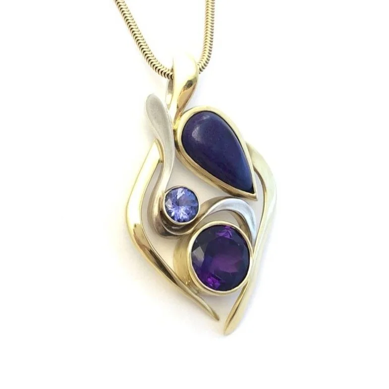18k Sugilite, Amethyst and Tanzanite Pendant — The Jewel